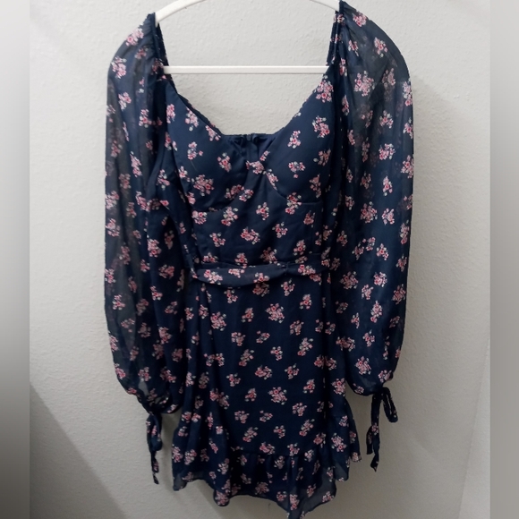 B Darlin Navy Blue Dress with Floral Accents Size 11/12 - Picture 1 of 3